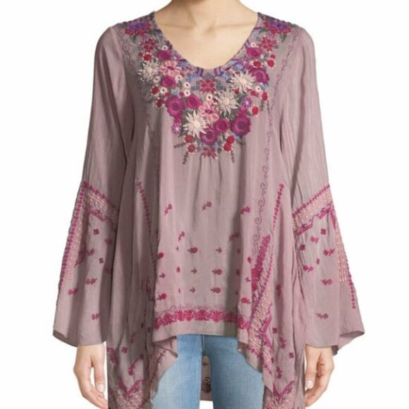 Johnny Was Wish Stitch Embroidered Tunic Top Zephyr Purple Size Small - Picture 3 of 10